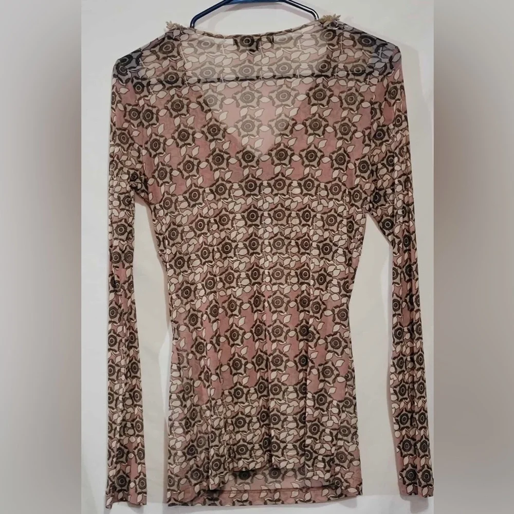 Karen Kane Translucent Bohemian Embellished Blouse Size Large - Picture 3 of 4